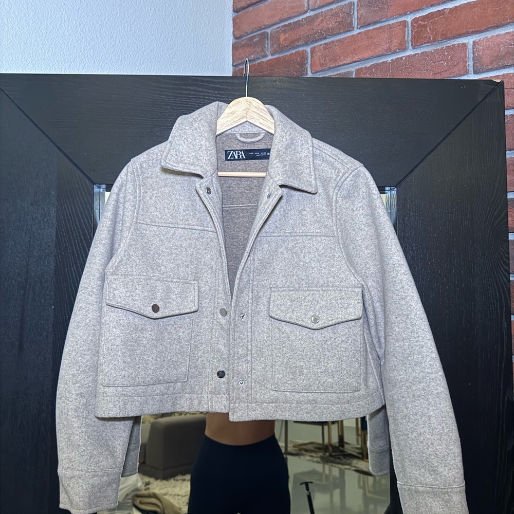 Zara Light Gray Wool Blend Jacket